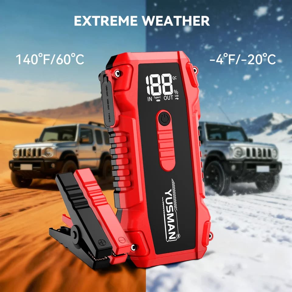 6000A Jump Starter | Portable 12V Car Battery Charger | With LED - Thumbnail 5