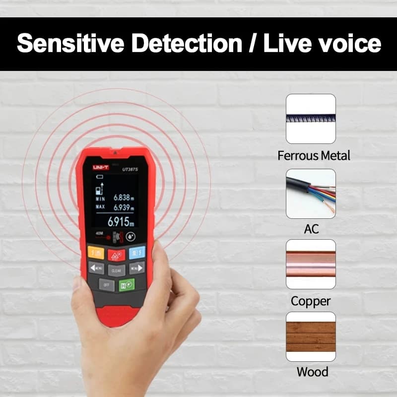 UNI-T UT387E UT387S UT387LM Stud Finder | 4-in-1 Metal & AC Voltage Detector | Wood & Live Wire Tracker - Thumbnail 4
