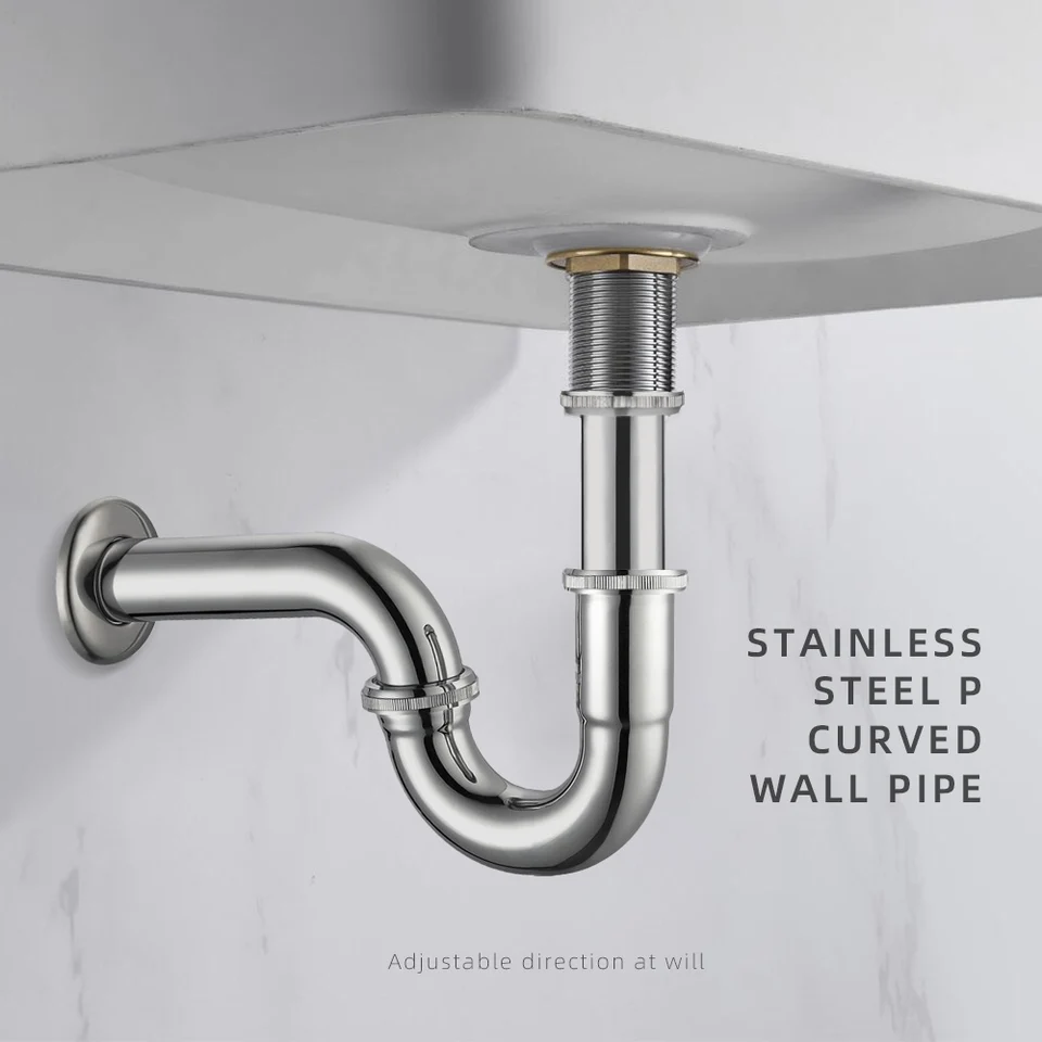 Bathroom Sink Drain Pipe Kit | Flexible Bottle Trap | Antique Pop-Up Waste - Thumbnail 2