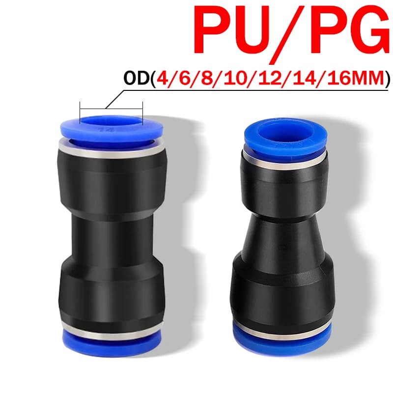 Push-to-Connect Air Fittings Kit | 10-Piece Set | 4mm-12mm PU Hose Compatible - Thumbnail 2