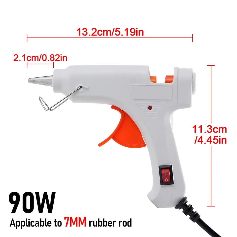 90W Hot Melt Glue Gun | 7mm Sticks, On/Off Switch | Industrial Repair Tool - Thumbnail 4