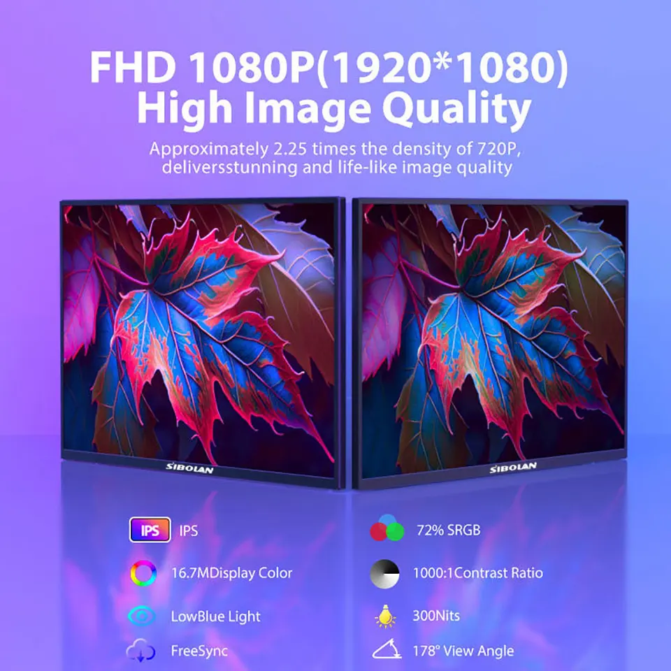 21.5" Portable Monitor | 1080P 100Hz IPS | USB-C HDMI for Wins & Mac - Thumbnail 7