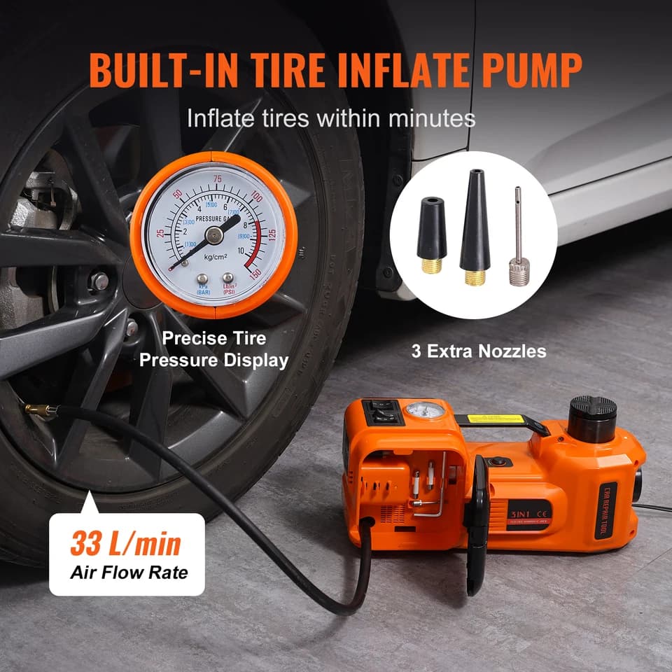 5T Electric Car Jack for Changing Tires | Hydraulic Lift with Air Pump & Light - Thumbnail 4