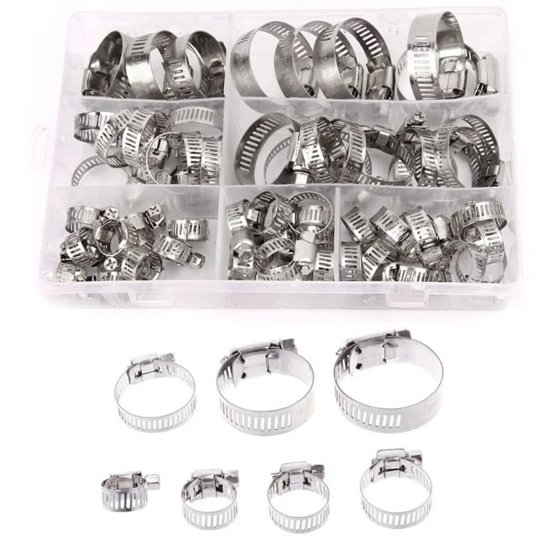 60pc Jubilee Clips Kit | Adjustable 6-38mm Stainless Steel | Worm Gear Hose Clamps - Thumbnail 7