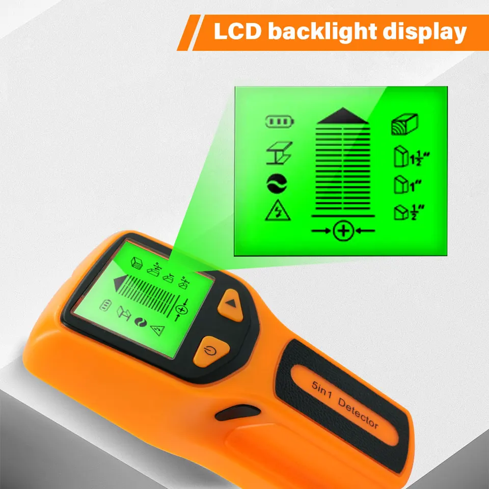 5-in-1 Stud Finder | Backlit Wall Scanner | Wood, AC Wire & Metal Detection - Thumbnail 2
