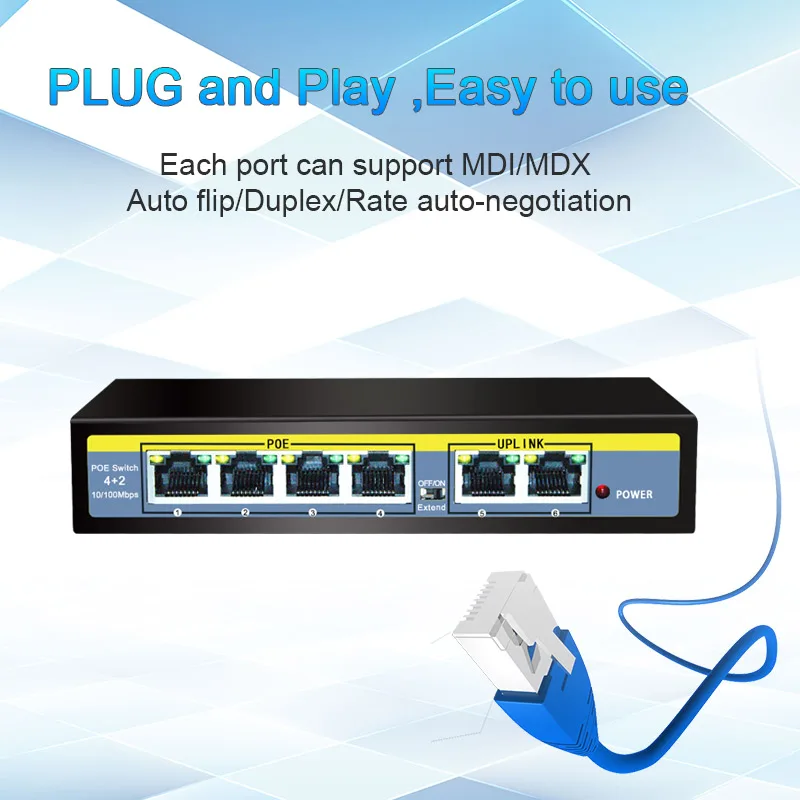 TEROW network switch 6 Port 100Mbps | VLAN Support | IP Camera & WiFi Router - Thumbnail 5