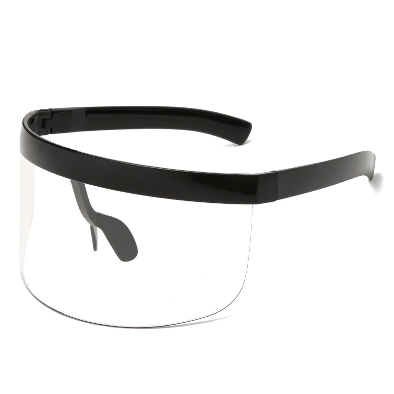 Oversized transparent frame sunglasses with windproof wrap-around design, suitable for cycling, riding, and outdoor activities for both women and men.