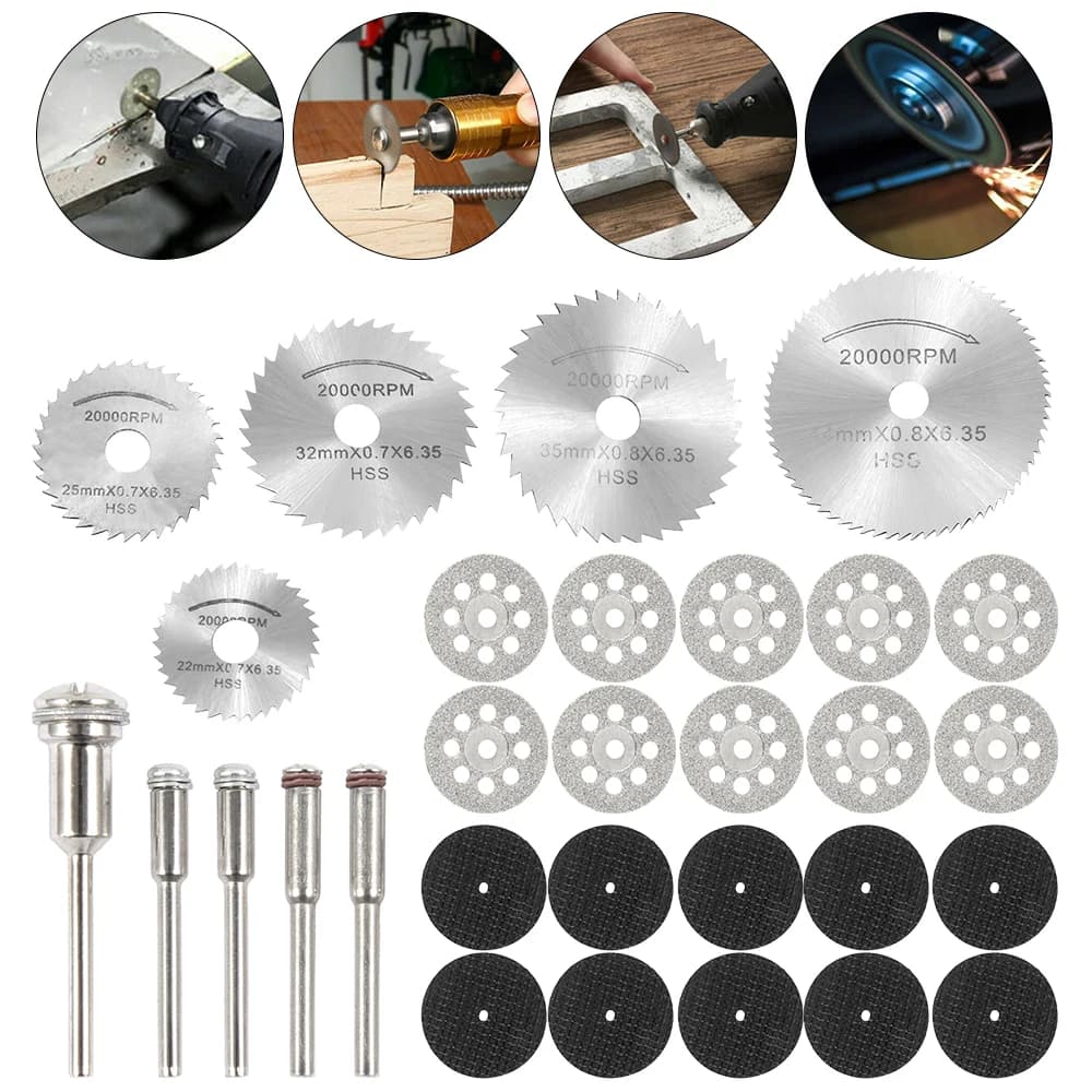 6-Piece High-Speed Steel Saw Blade Set | For Drill & Grinder | Precision Wood & Metal Cutting - Thumbnail 2