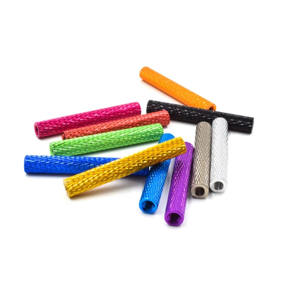 M2/M3 Standoff Ladder Standoff: multiple colourful metal tubes on white.