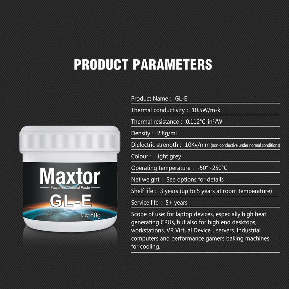 Maxtor GLE Thermal Base Layer | 10.5W/mK High Performance | CPU/GPU Heat Sink Paste - Thumbnail 6