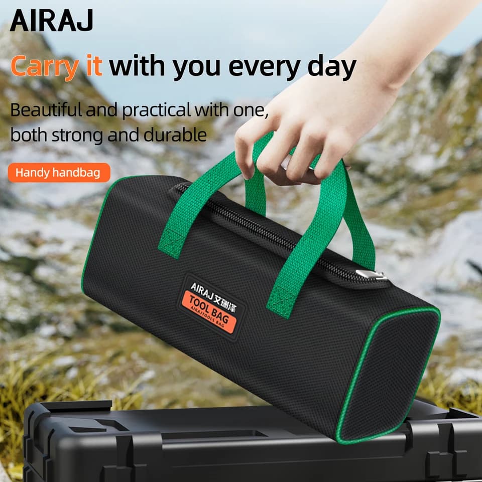 AIRAJ Tool Bag | Oxford Cloth Double Deck Storage | Electrician & Carpenter Repair - Thumbnail 6