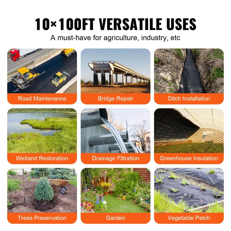 Non-Woven Geotextile Membrane | 10x100ft 8oz Heavy Duty | Under Gravel Driveway Fabric - Thumbnail 4