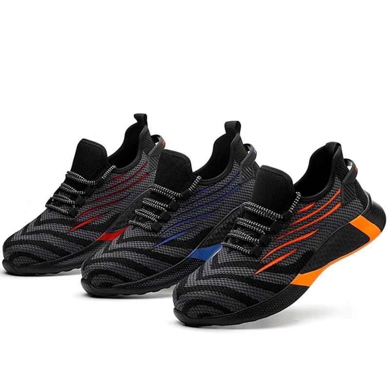 Safety Work Boots Men: Three colour variants of the same boot on a white background.