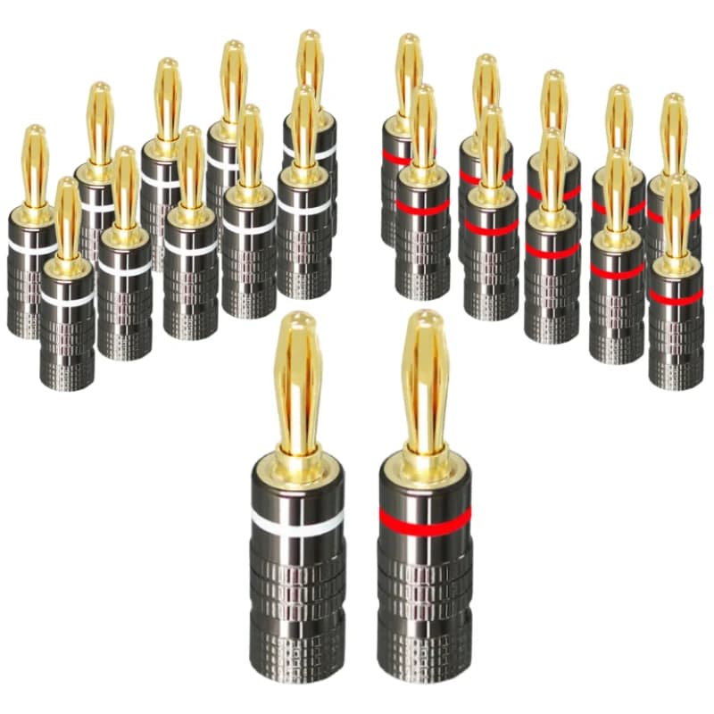 Gold-Plated Banana Plugs for Speakers | 4mm Audio Connectors | 2-50 Pack - Image 1
