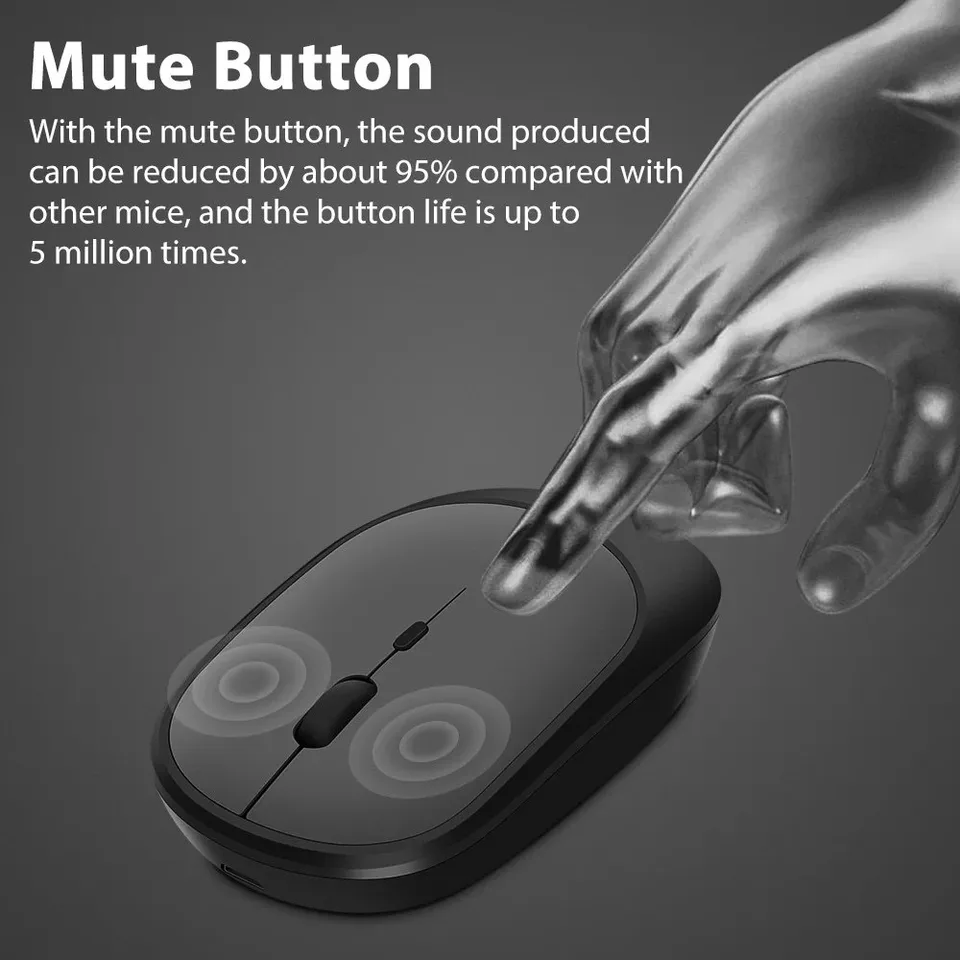Wireless Mouse Rechargeable | Dual Mode Bluetooth & 2.4G USB | Silent Click for Laptop - Thumbnail 6
