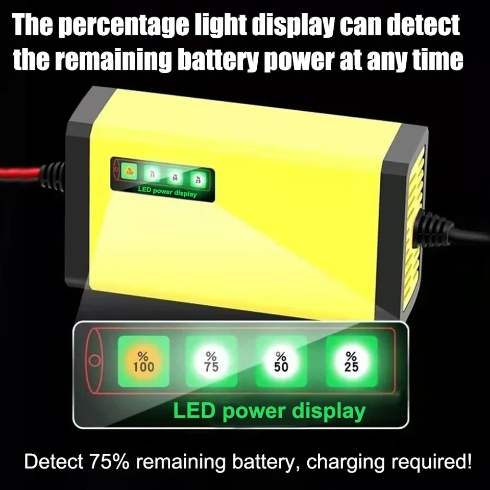 12V Car Battery Charger | 2A Pulse Repair for Moto & Truck | LED Display - Thumbnail 3