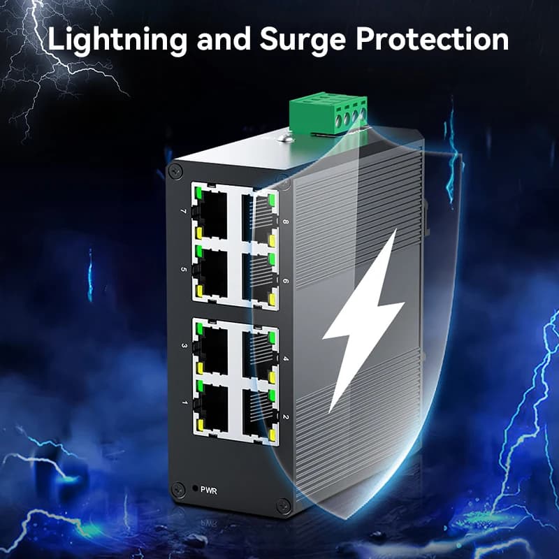 8 Port Industrial Network Switch | DIN Rail Mount | Plug & Play IP40 - Thumbnail 7