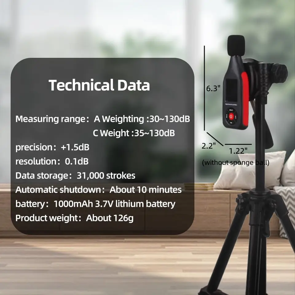 Decibel Meter | 30-130dB A/C Weighting | Data Analyzable Noise Tester - Thumbnail 4