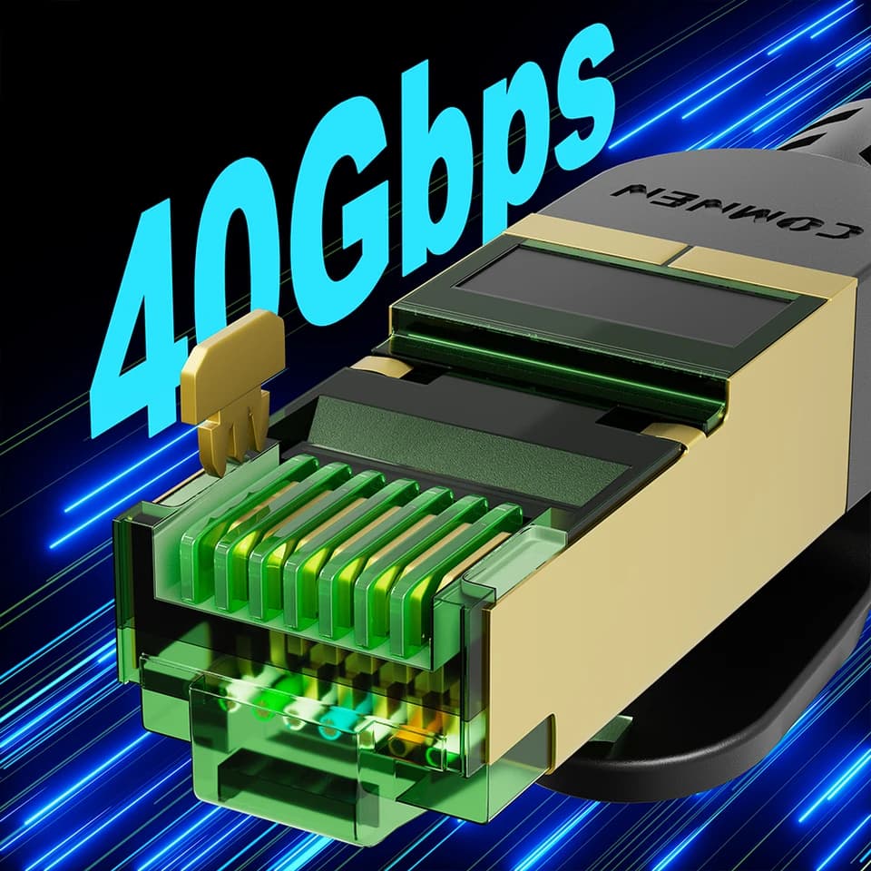 Cat8 Flat Ethernet Cable | 40Gbps 2000MHz High-Speed | PS5 PC Router Networking - Thumbnail 4