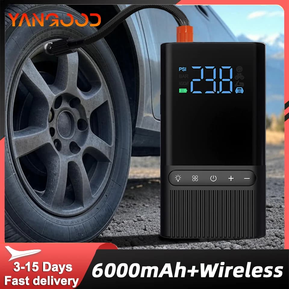 Digital Tyre Inflator for Car | 6000mAh Portable Pump | Auto Shutoff & LED Light - Thumbnail 2