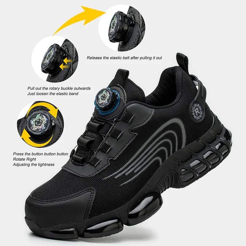 Steel Toe Cap Safety Boots | Rotating Button Fastening | Anti-Puncture Work Trainers - Thumbnail 4