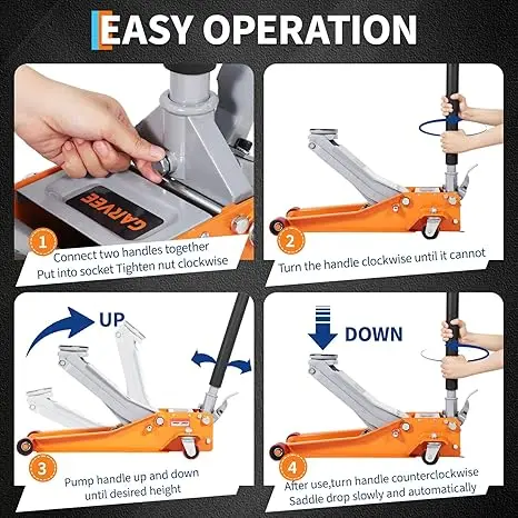 Jack for Changing Tires | Heavy-Duty 3 Ton Low Profile | Dual Piston Pump - Thumbnail 4