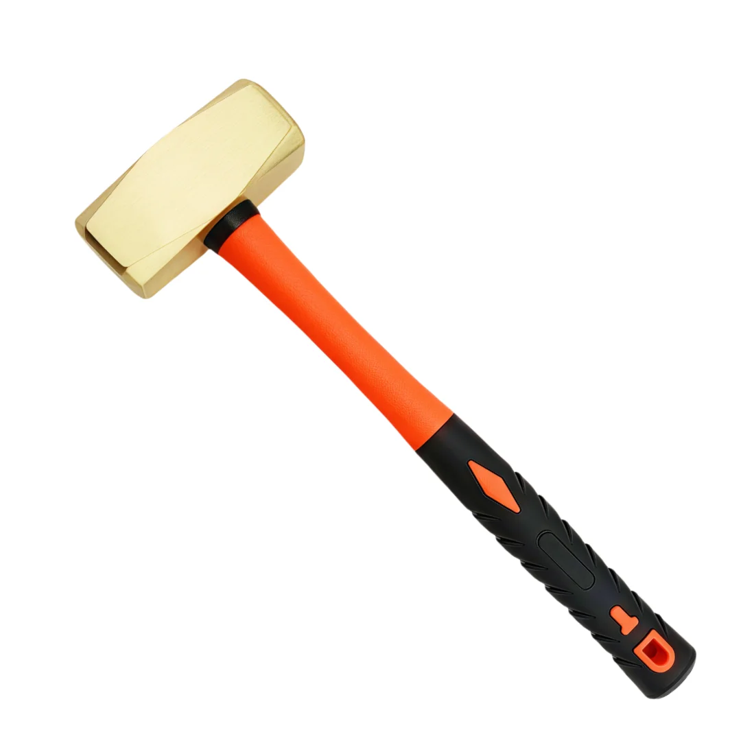 Explosion-proof 0.5kg aluminum bronze German type sledge hammer with fiberglass handle for striking and repair in hazardous areas.