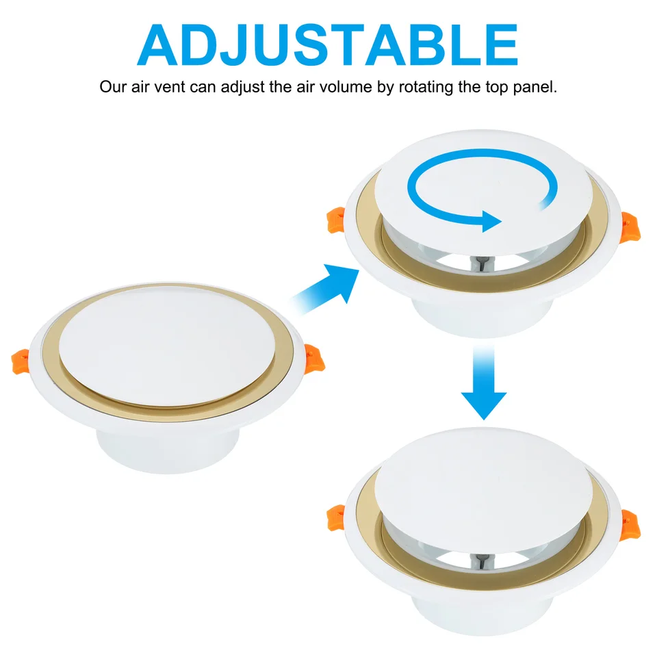 3-4 Inch Round Soffit Vent | Adjustable ABS Plastic Diffuser | Bathroom & Kitchen - Thumbnail 6