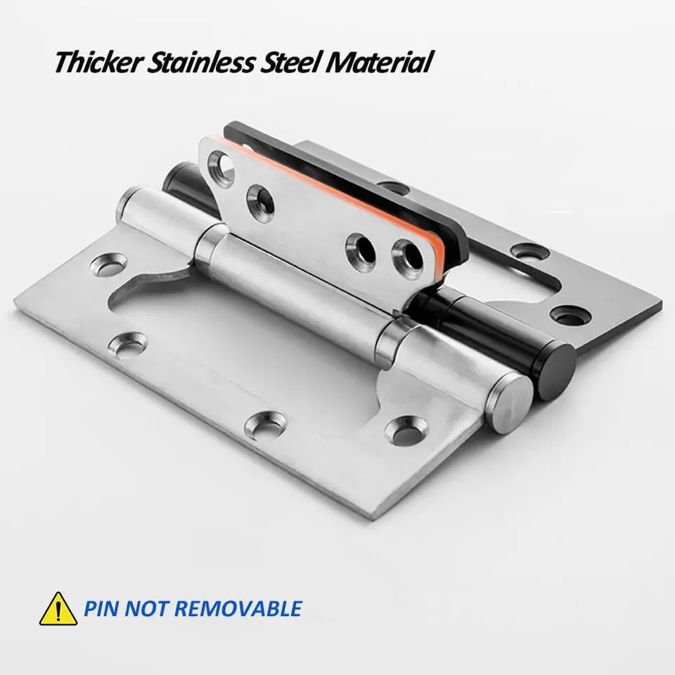 6 Piece 4x3" Non-Mortise Gate Hinges | Stainless Steel | Brushed Finish - Thumbnail 6