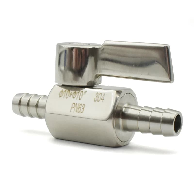Hose Barb Mini Ball Valve Gate | 304 Stainless Steel | Gas Water Oil - Thumbnail 2