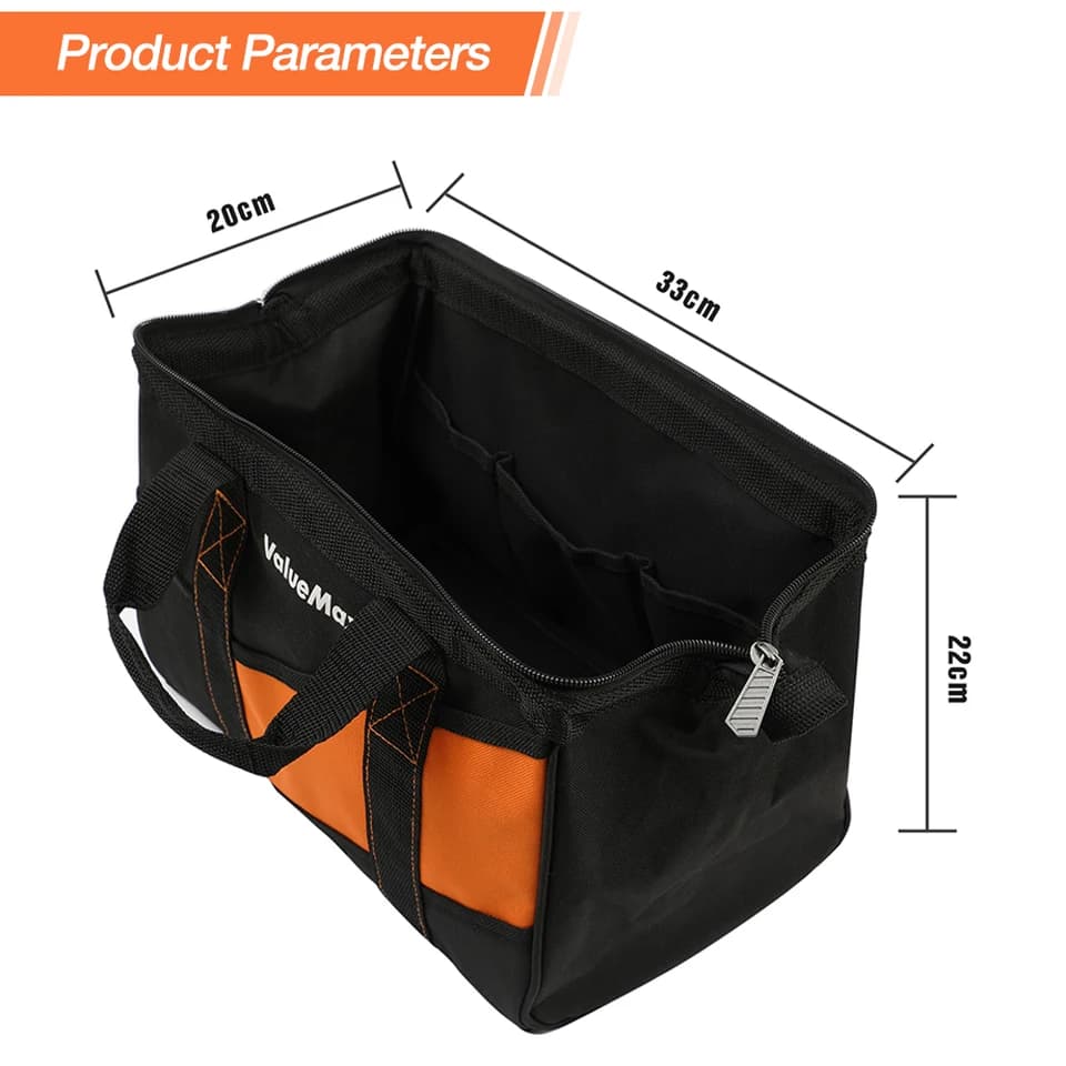 ValueMax 13-Inch Tool Bag | Wide Mouth Organiser | Heavy Duty Orange Tote - Thumbnail 4