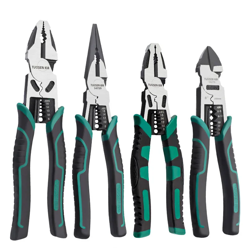 Multi-Function Wire Stripper Pliers | 9 Inch Electrician Tool | Pointed & Diagonal Nose - Thumbnail 7
