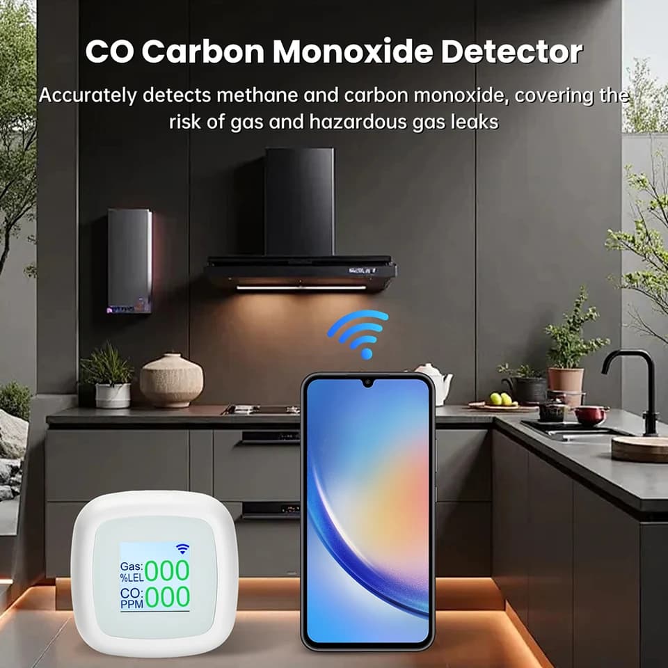 Carbon Monoxide Detector | Wi-Fi & Combustible Gas Detection | Type-C, TFT Screen - Thumbnail 5