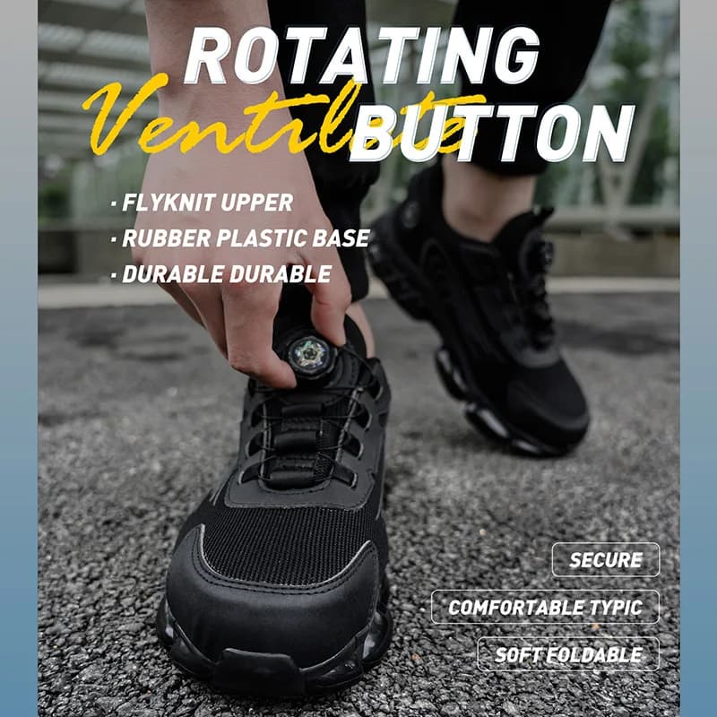 Steel Toe Cap Safety Boots | Rotating Button Fastening | Anti-Puncture Work Trainers - Thumbnail 5