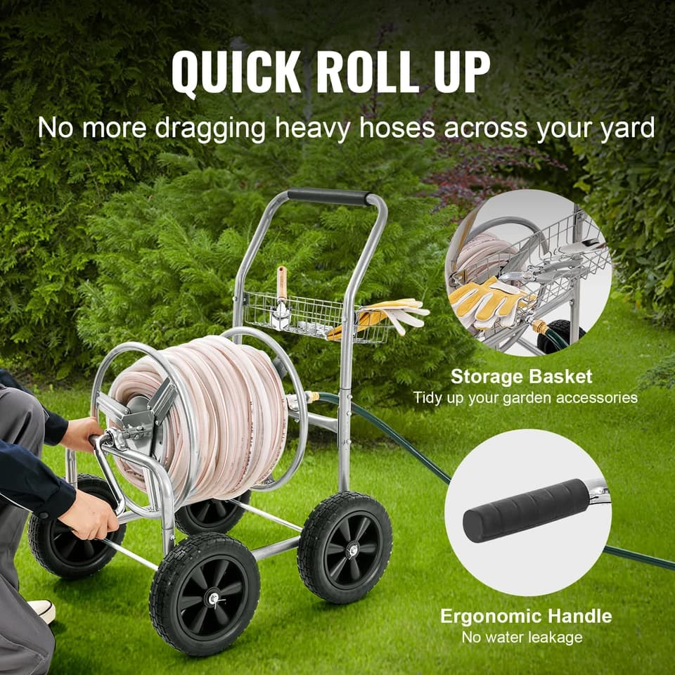 Washing Machine Hose Reel Cart | Heavy Duty Steel | 250ft Capacity - Thumbnail 4