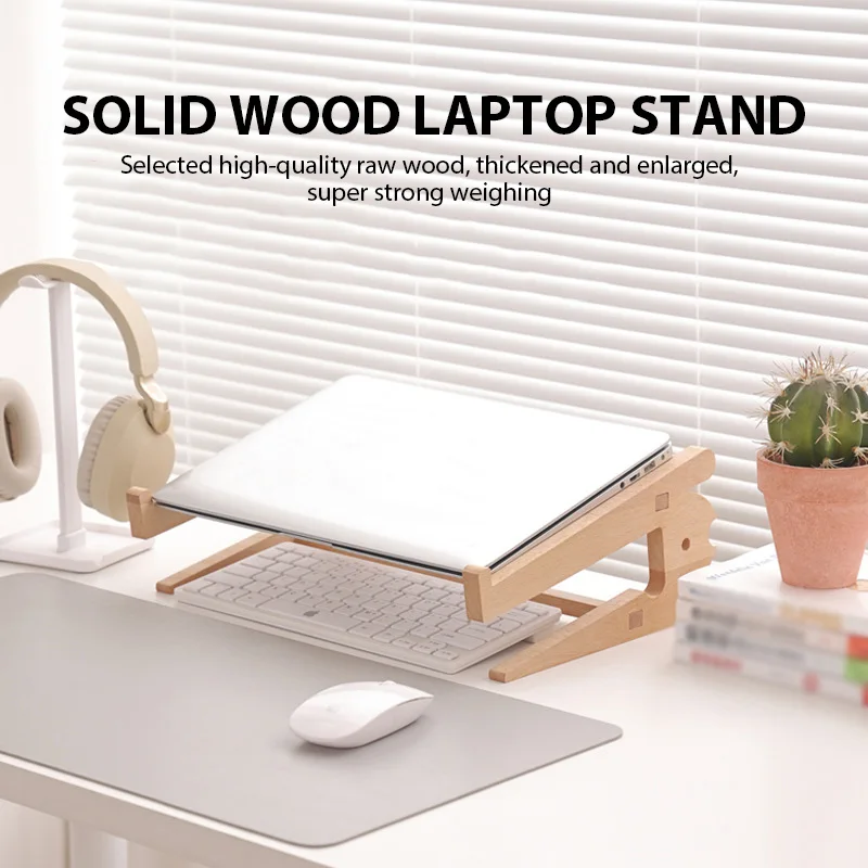 Solid Wood Laptop Stand | Vertical Bracket & Cooling Base | MacBook Air/Pro - Thumbnail 4