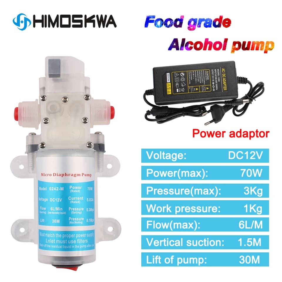 Condensate Pump 70/80W | Sanitary Self-Priming DC 12V | Food Grade Alcohol/Water - Thumbnail 2