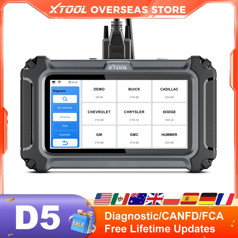 XTOOL D5 OBD2 Scanner | Auto VIN & Injector Code | Oil Reset & FCA/CANFD - Thumbnail 2