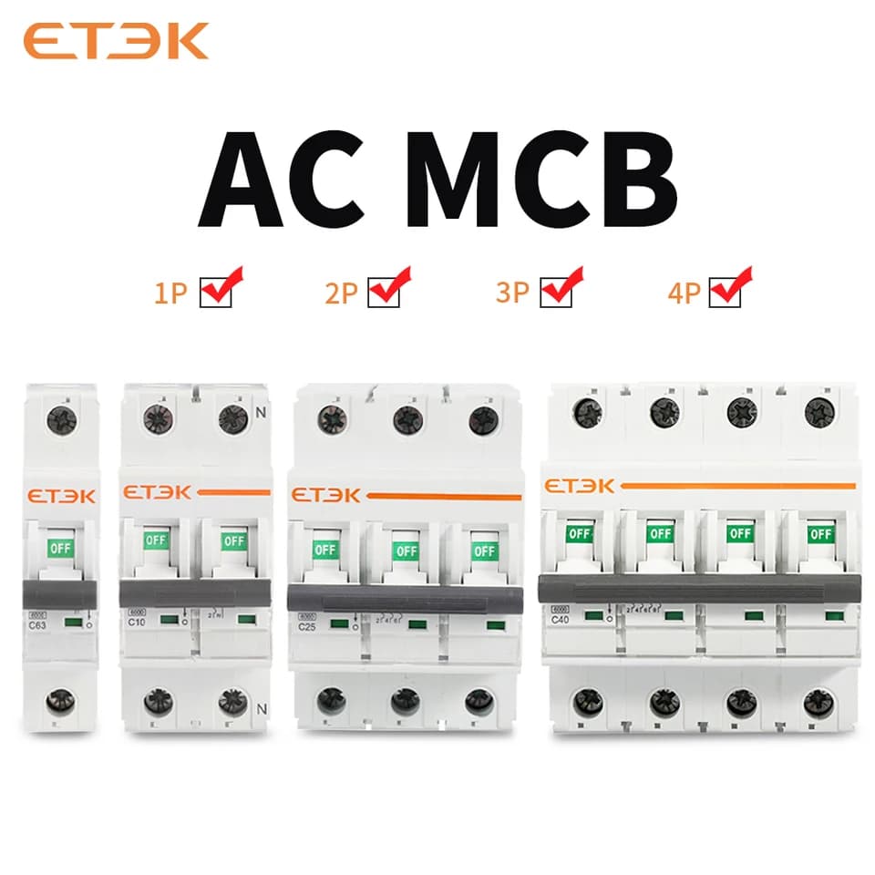 Miniature Circuit Breaker AC MCB | C Curve 35mm DIN Rail | 1-4P 6-63A 230V - Thumbnail 3