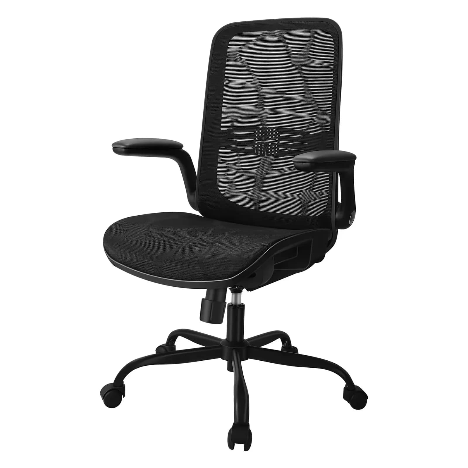 OMESER high-back ergonomic chair with adjustable swivel, PU leather upholstery, integrated headrest, and lumbar support.