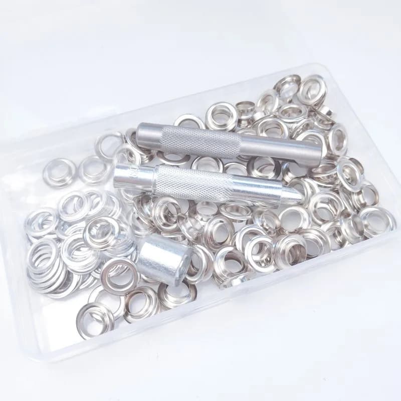for Tarpaulin | 100pc Grommet Kit with Punch Tool | 10mm Metal - Thumbnail 4