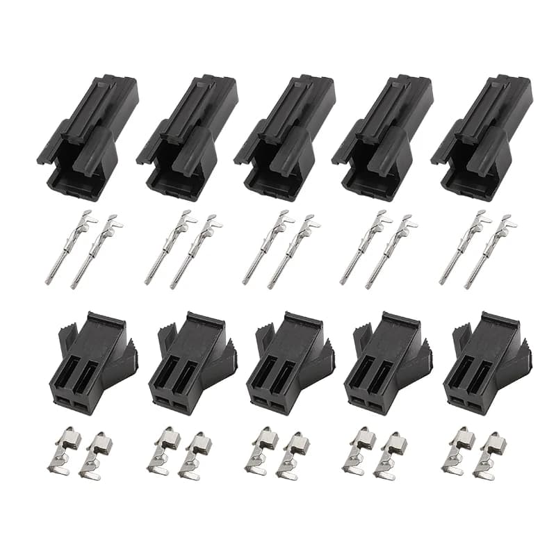 2.54mm JST SM Connector Kit | 2-Pin Male & Female Plugs | Precision Crimp Terminals - Image 1