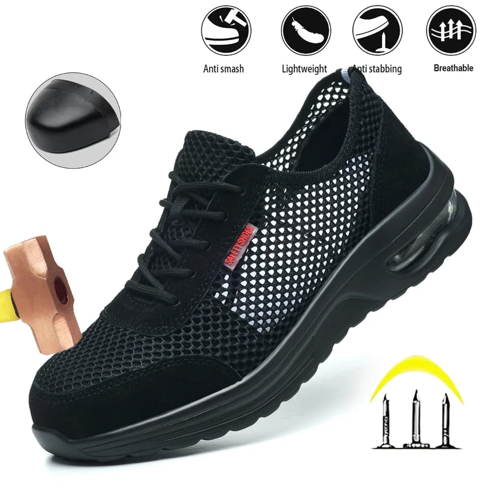 Steel Toe Cap Boots | Breathable Mesh Safety | Puncture Proof Work Shoes - Thumbnail 2