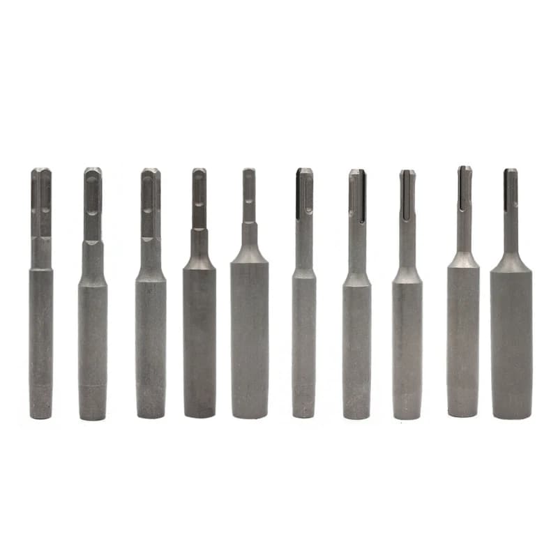 Professional SDS ground rod driver for 5/8-inch and 3/4-inch rods, made from hardened steel for use with impact drills.