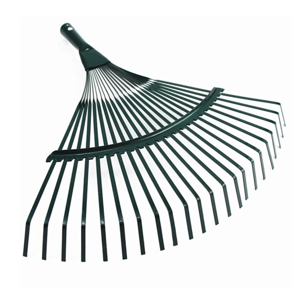 22-tooth garden ripper rake for hay and deciduous leaves, a handle-less tool designed for farming and detailed garden bed work.