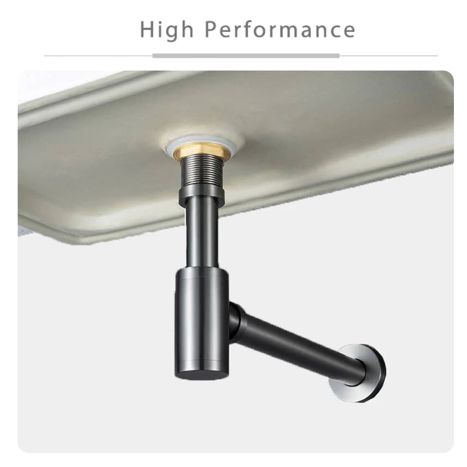 Gunmetal Grey Bottle Trap Waste | Pop-Up Drain Stopper | Bathroom Sink Fitting - Thumbnail 2