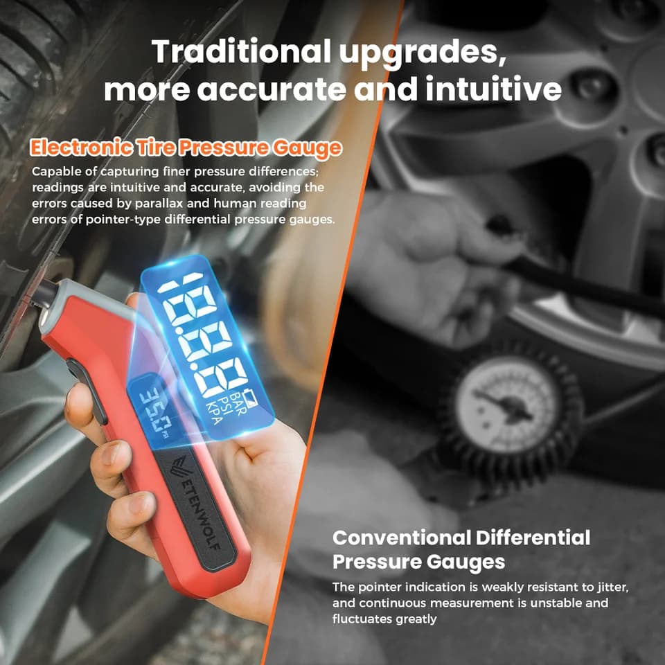T300 Plus Digital Tyre Inflator | 200 PSI LED Display | Presta Valve Adaptor - Thumbnail 4