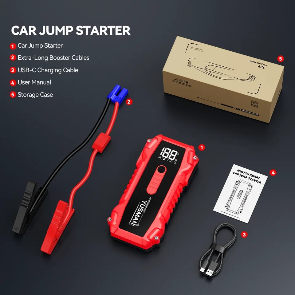 6000A Jump Starter | Portable 12V Car Battery Charger | With LED - Thumbnail 7