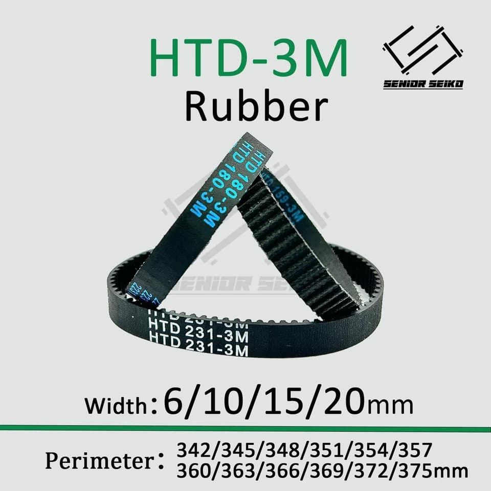 HTD Timing Belt | 3M Pitch, 342-375mm Length, 6-20mm Width | Closed Synchronous Drive - Thumbnail 3