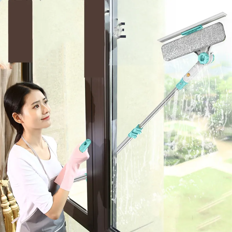 Telescopic Window Cleaning Kit | Microfiber Head & Scraper | High-Rise Glass & Dust - Thumbnail 3